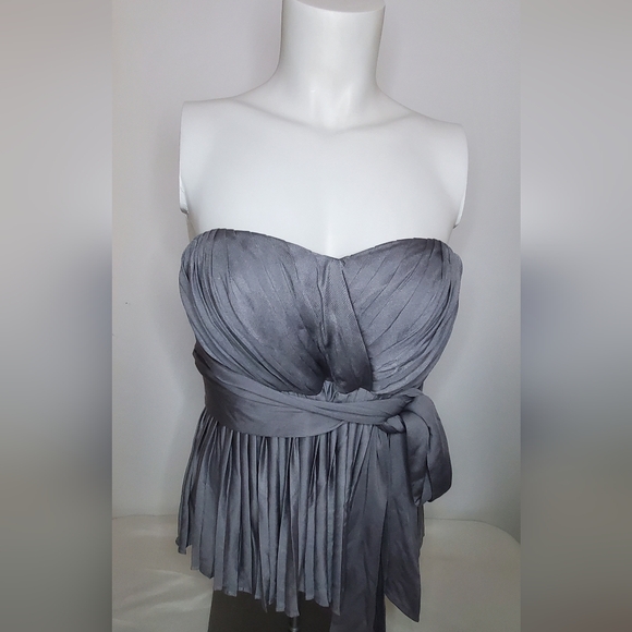 3.1 Phillip Lim Tops - 3.1 Phillip Lim Size M Gray Satin Bustier Blouse 100%silk